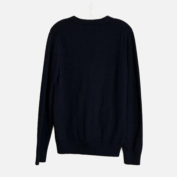 Banana Republic Fall Preppy Navy Merino Italian Wool Cardigan. Size Tall Medium - Picture 2 of 8